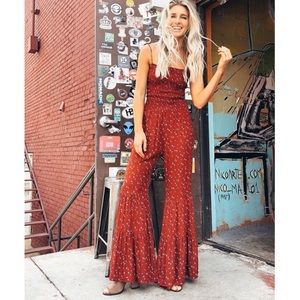 Floral jumpsuit w/ bell bottoms